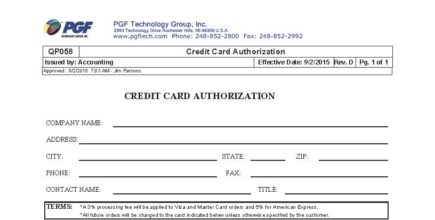 PGF Technology Credit Card Authorization Form