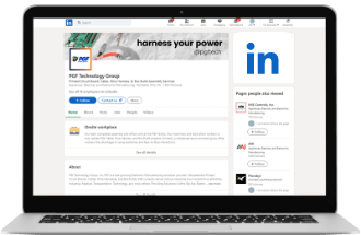 PGF Tech LinkedIn company account on laptop